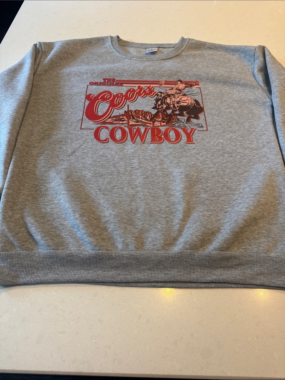 Coors Cowboy Crewneck Sweatshirt - Gray with Red Graphic